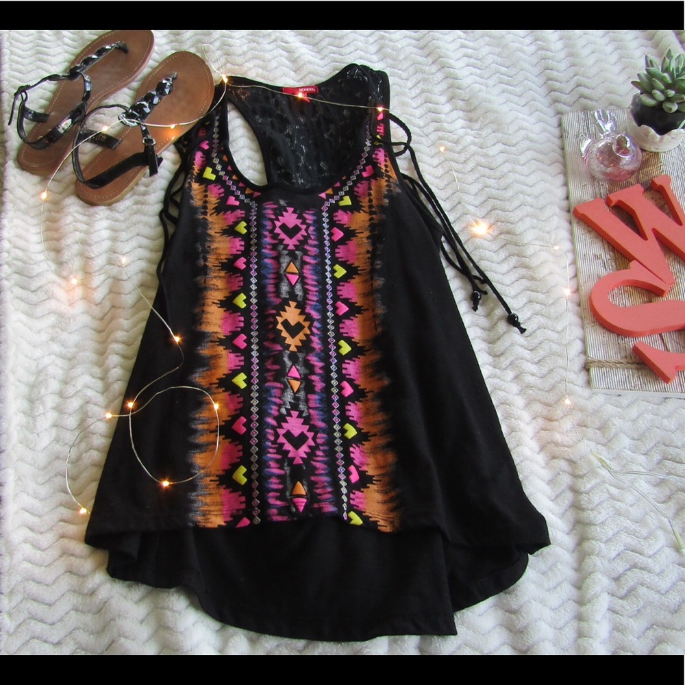 Bongo Tank Top With Bright Colors With Lace Back